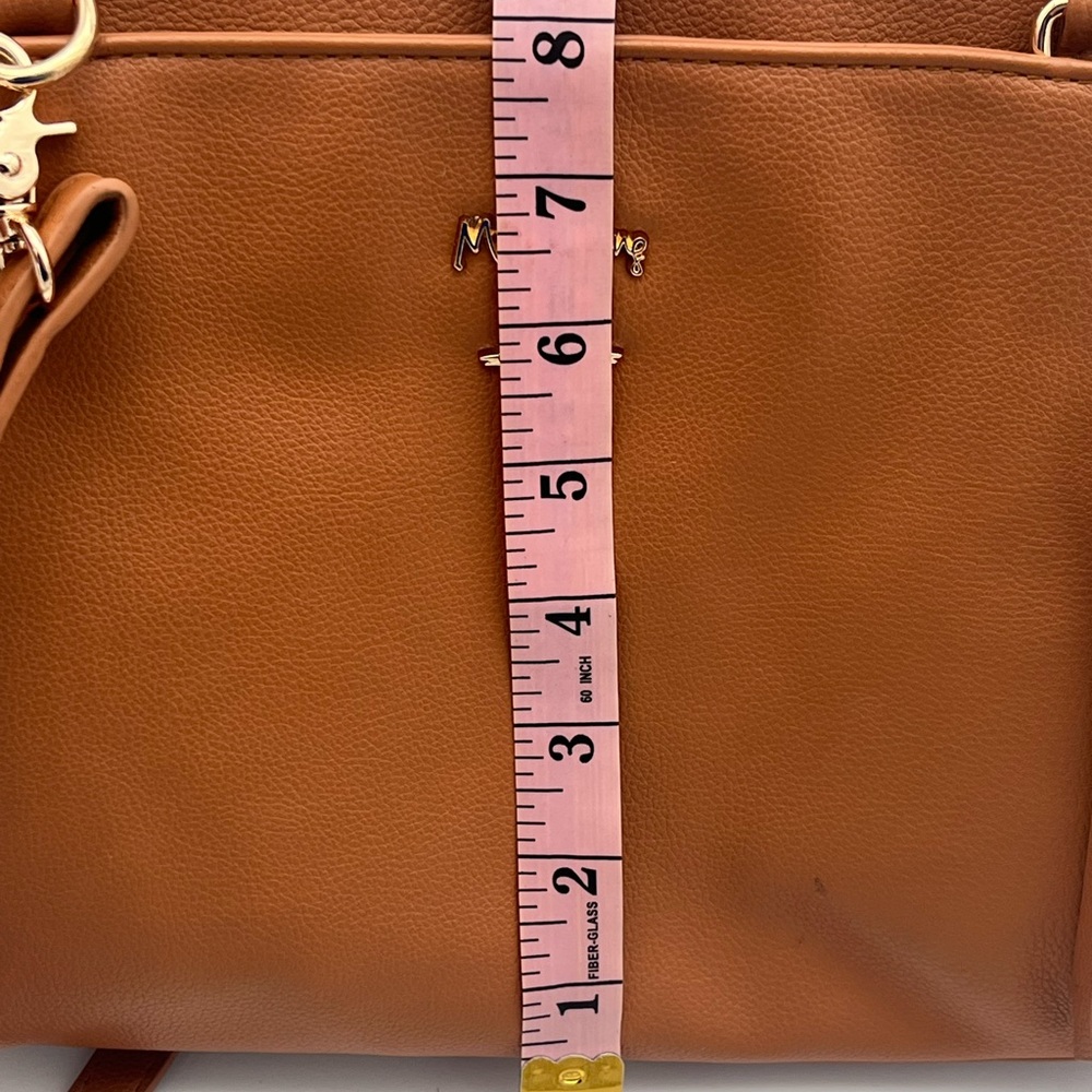Miss Fong Cross Body mini Diaper bag chestnut brown multi pocket purse Read-FLAW - Picture 9 of 13